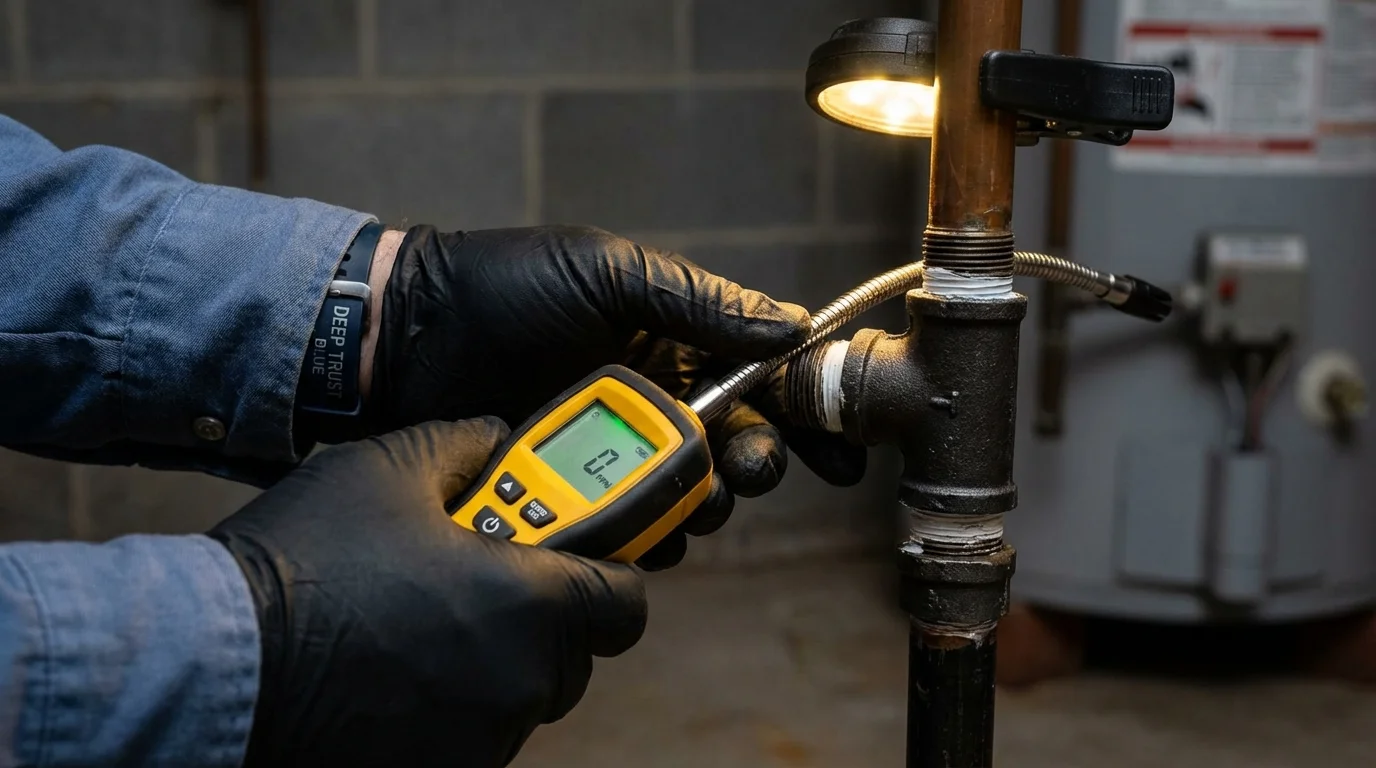 Gas leak detection with electronic sniffer by Johns Plumbing LLC in Roseville